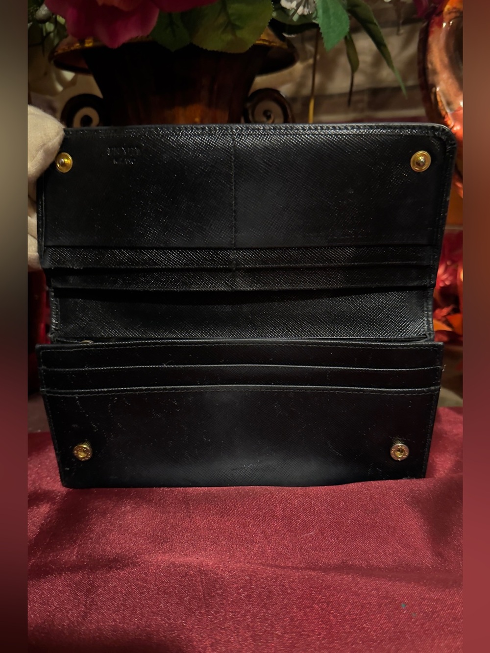 Prada Black Saffiano Leather Bow Continental Wallet - Picture 8 of 16